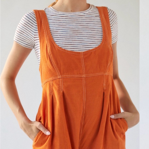 Urban Outfitters Orange Corduroy Overalls Jumpsuit Wide Leg S - Picture 3 of 10